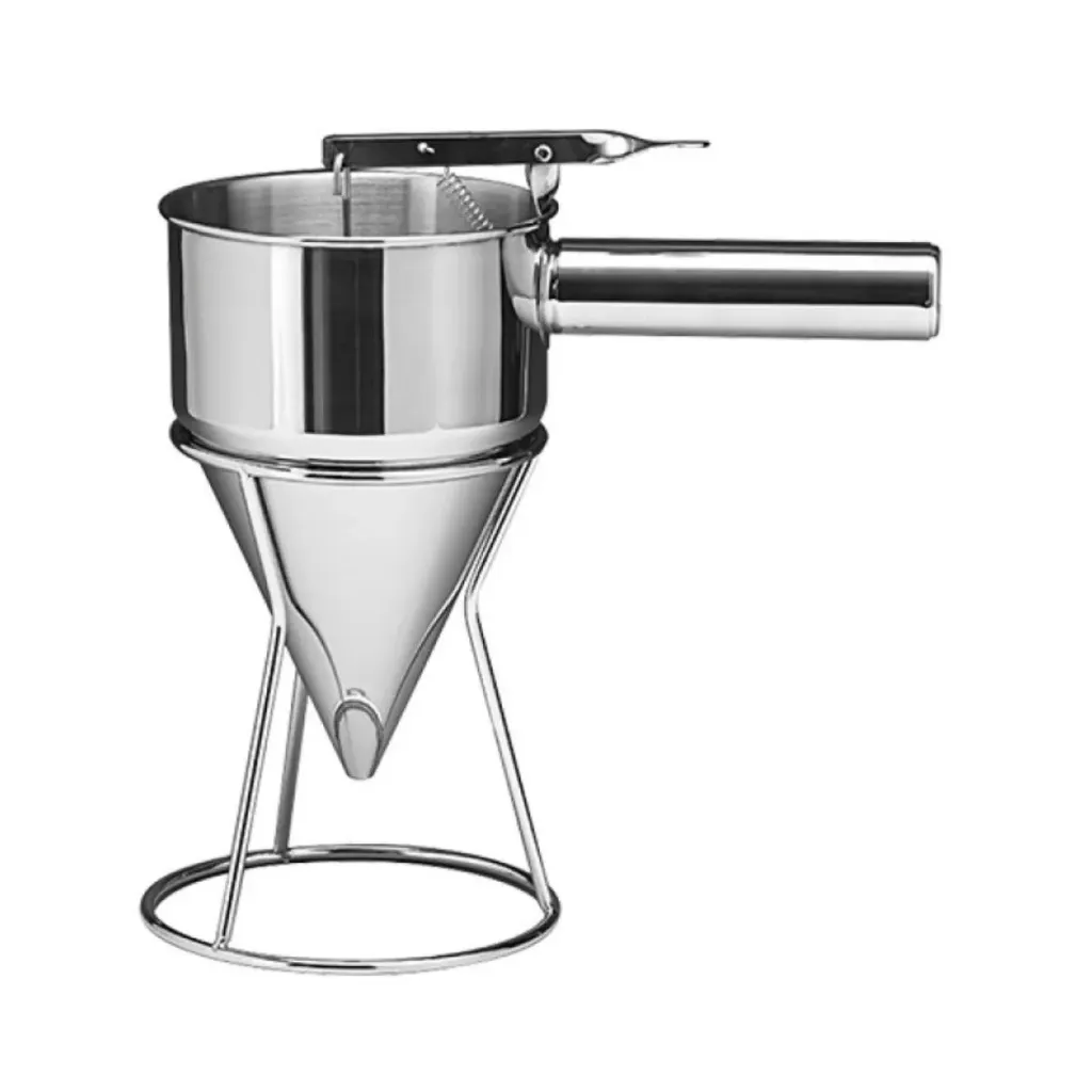 Entonnoir à piston inox 1L Ø13cm avec support